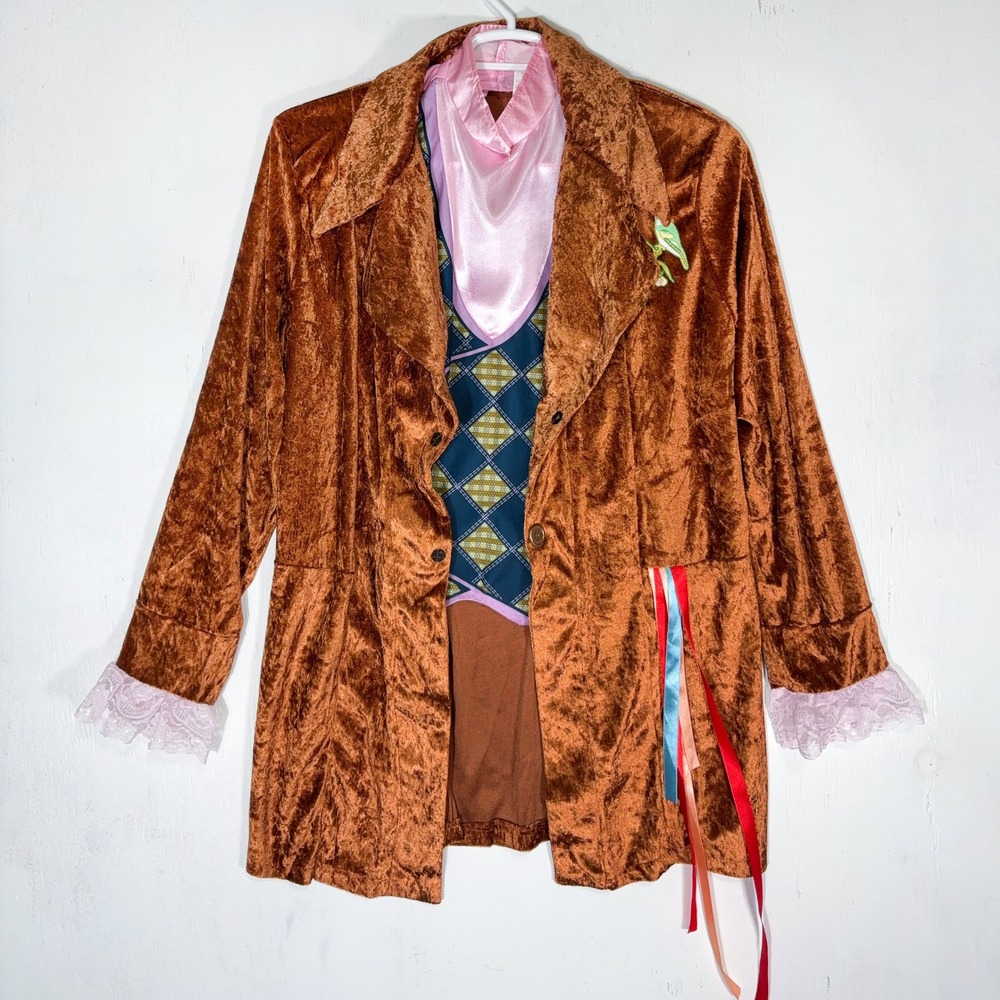 Disney Mad Hatter Costume Velvet Jacket & Vest Mens XL Alice in Wonderland